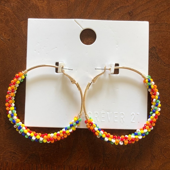 NWT, Colorful mini bead hoop earrings - Picture 3 of 7
